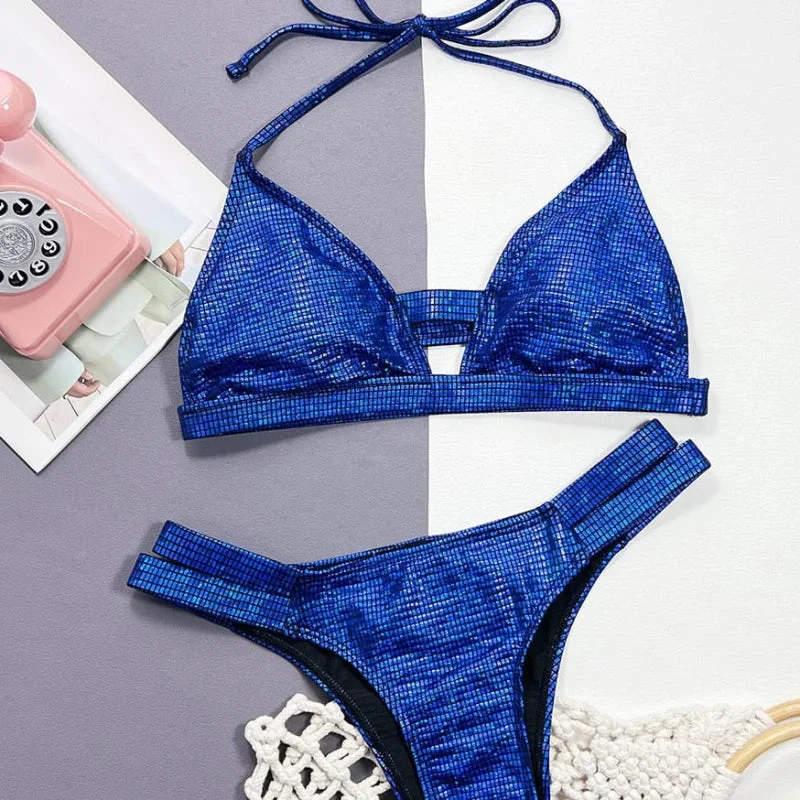 Dwuczęściowy strój kąpielowy bikini błyszczący - Image 3