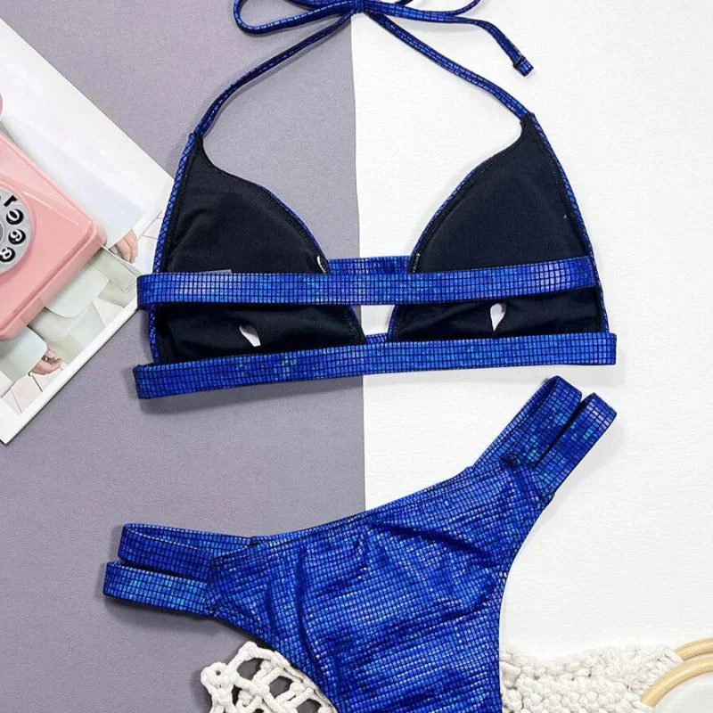 Dwuczęściowy strój kąpielowy bikini błyszczący - Image 4