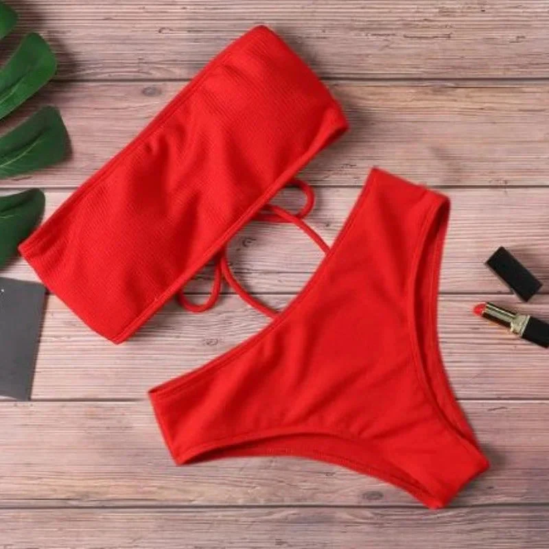Dwuczęściowy strój kąpielowy bikini typu bandeau - Image 2
