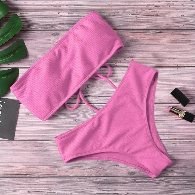Dwuczęściowy strój kąpielowy bikini typu bandeau - Image 3