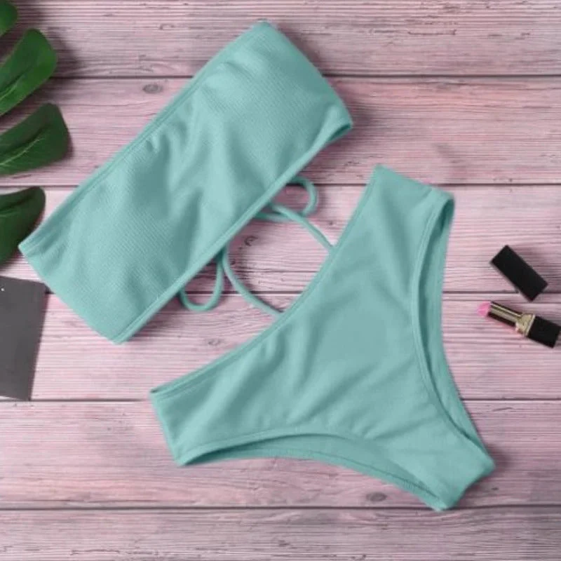 Dwuczęściowy strój kąpielowy bikini typu bandeau - Image 4