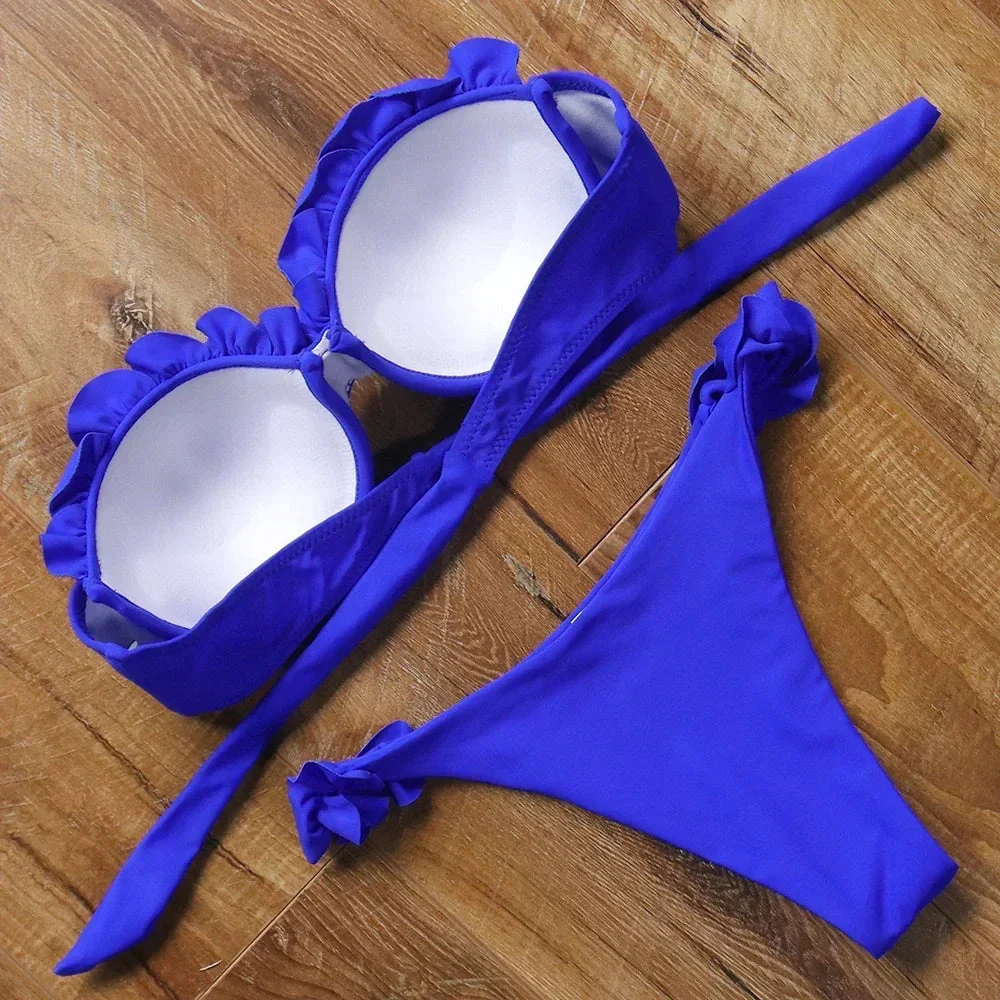 Dwuczęściowy strój kąpielowy bikini z ozdobną falbanką - Image 10