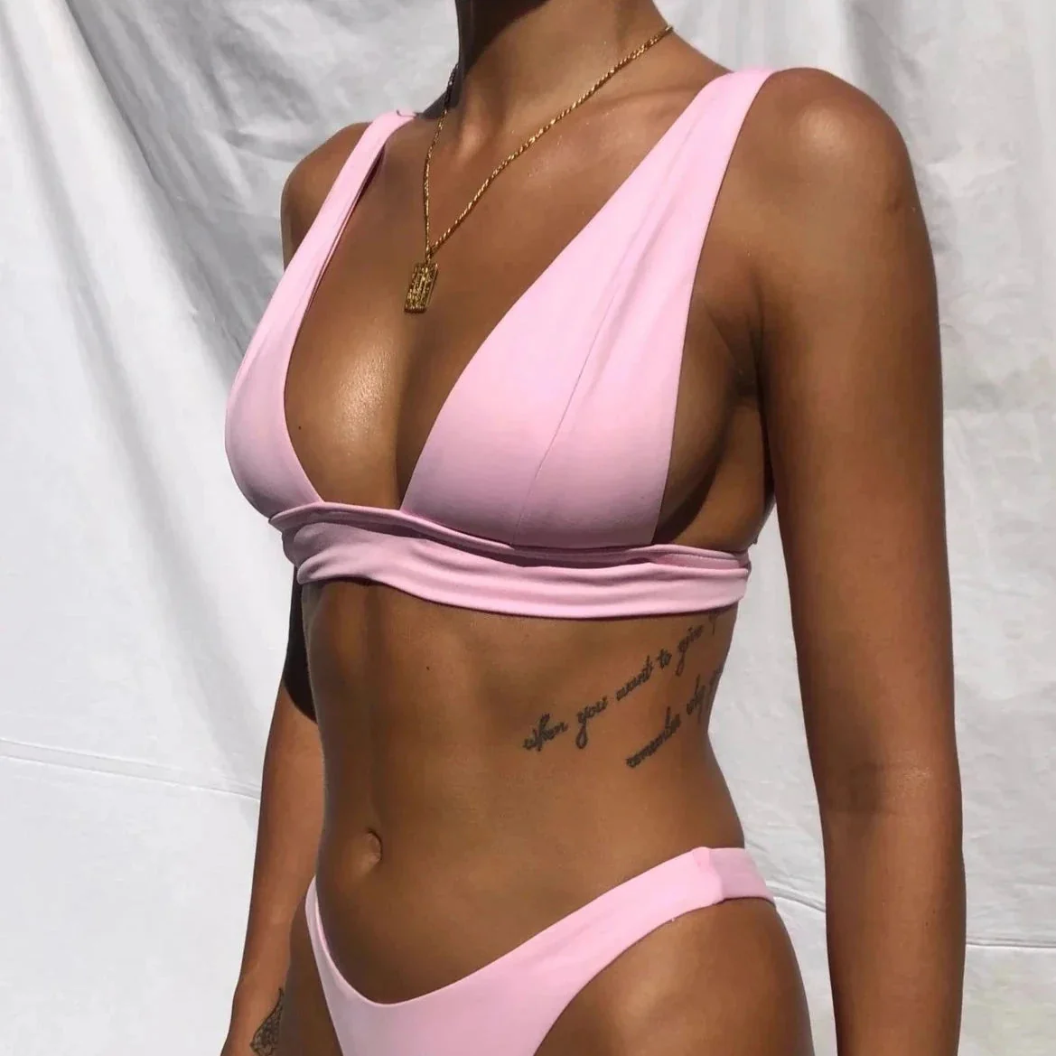 Dwuczęściowy strój kąpielowy bikini z szerokimi ramiączkami - Image 2