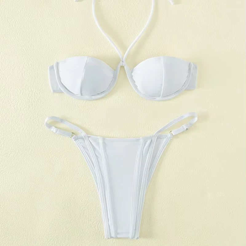Dwuczęściowy strój kąpielowy bikini wiązany na szyi - Image 12