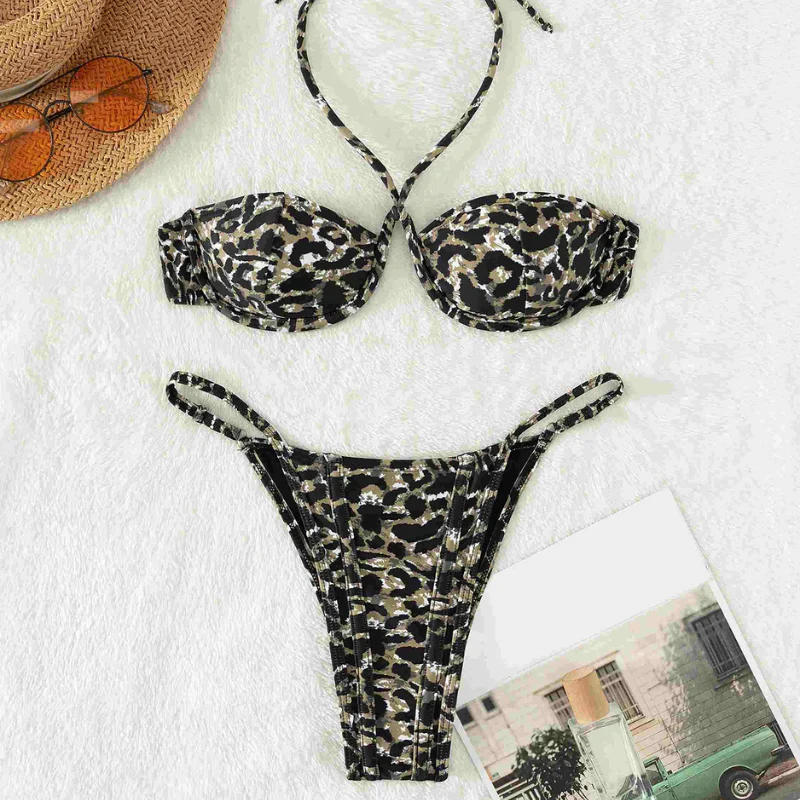 Dwuczęściowy strój kąpielowy bikini wiązany na szyi - Image 9