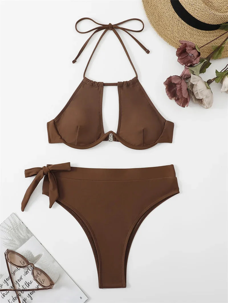 Dwuczęściowy strój kąpielowy bikini z wysokim stanem - Image 4