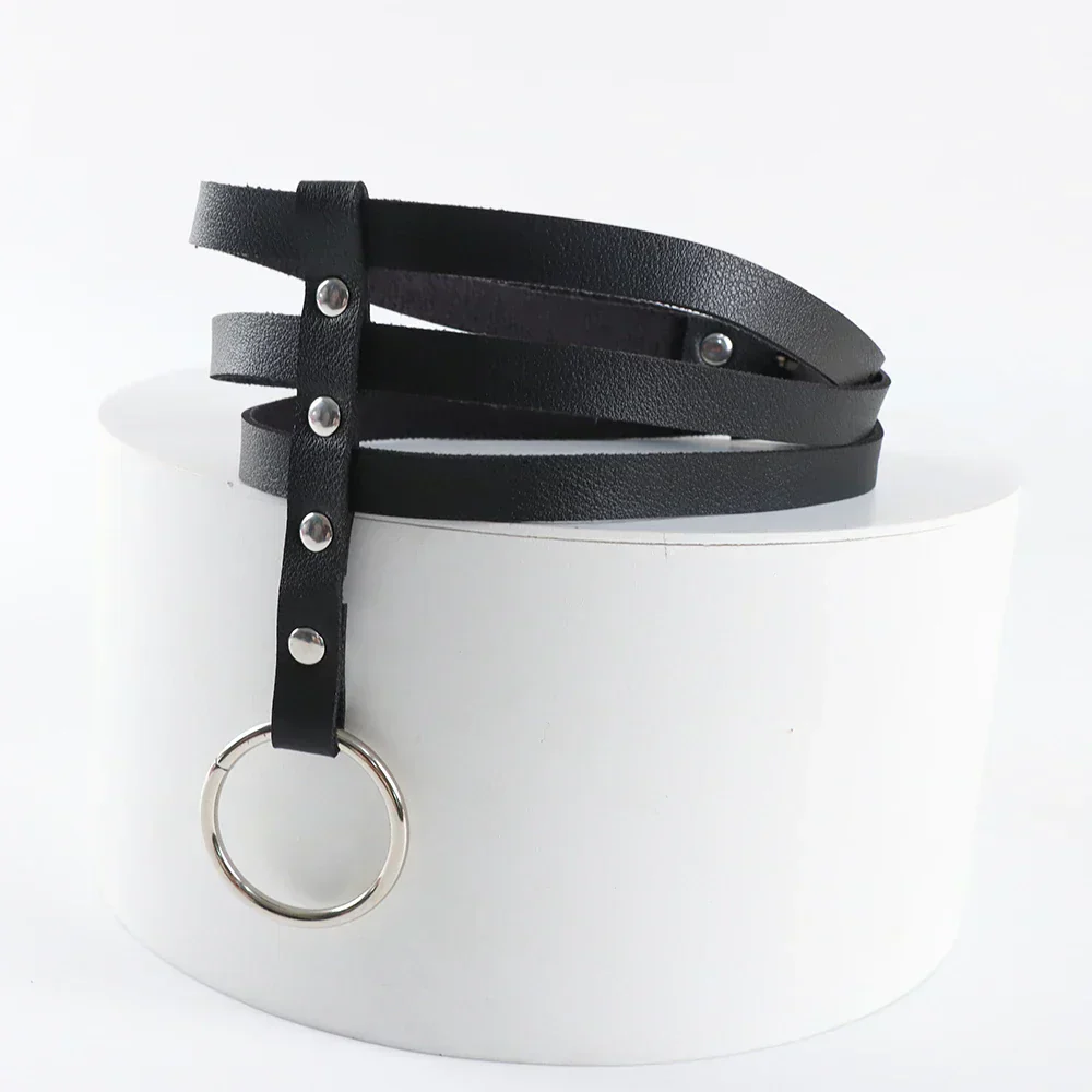 Choker w motywie harnessu z regulowanymi paskami - Image 5