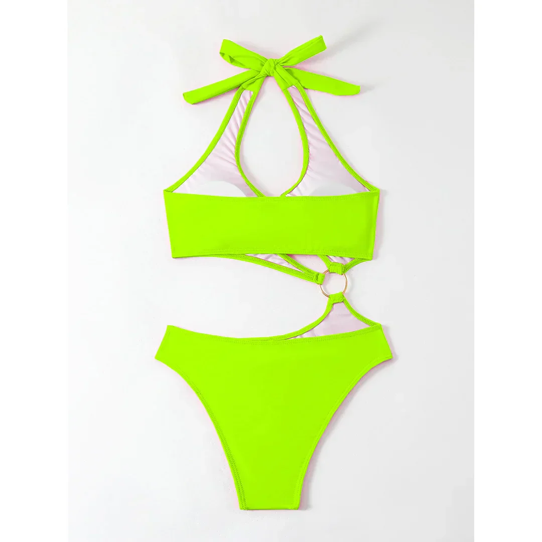 Monokini z ozdobnymi złotymi pierścieniami - Image 18