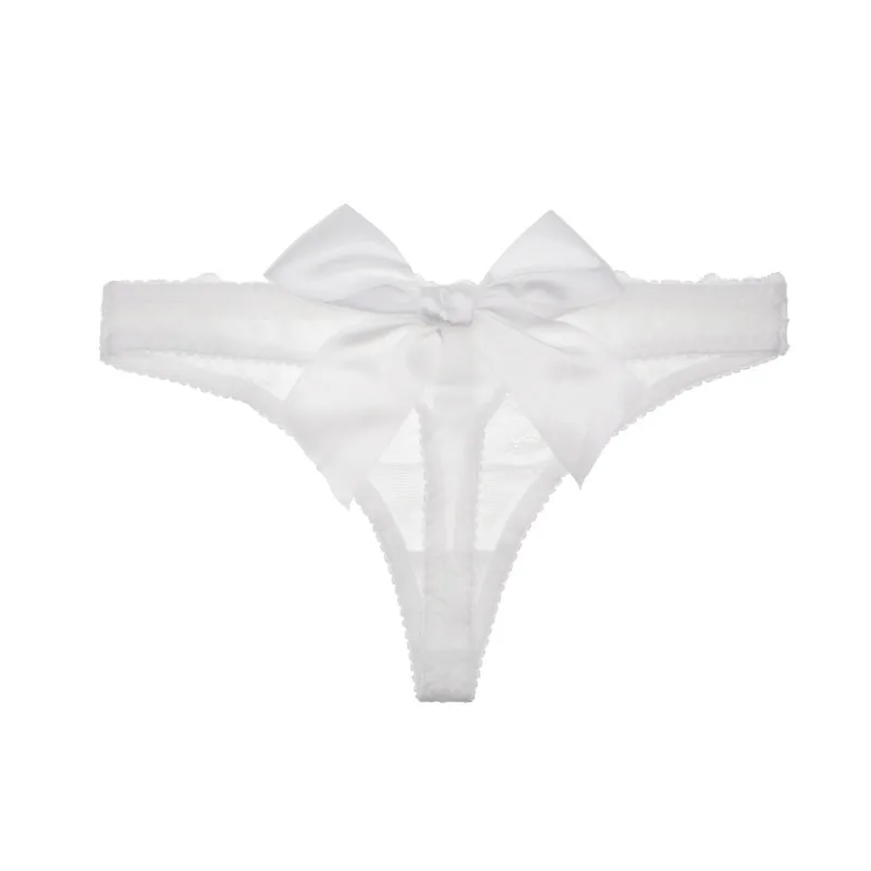 Koronkowe stringi z dużą satynową kokardą - Image 4
