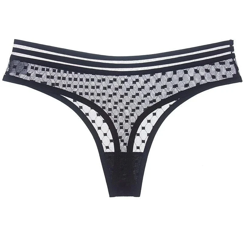 Koronkowe stringi z ozdobną gumką - Image 5