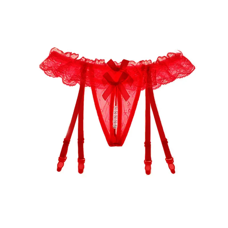Koronkowe stringi z taśmami do pończoch - Image 4