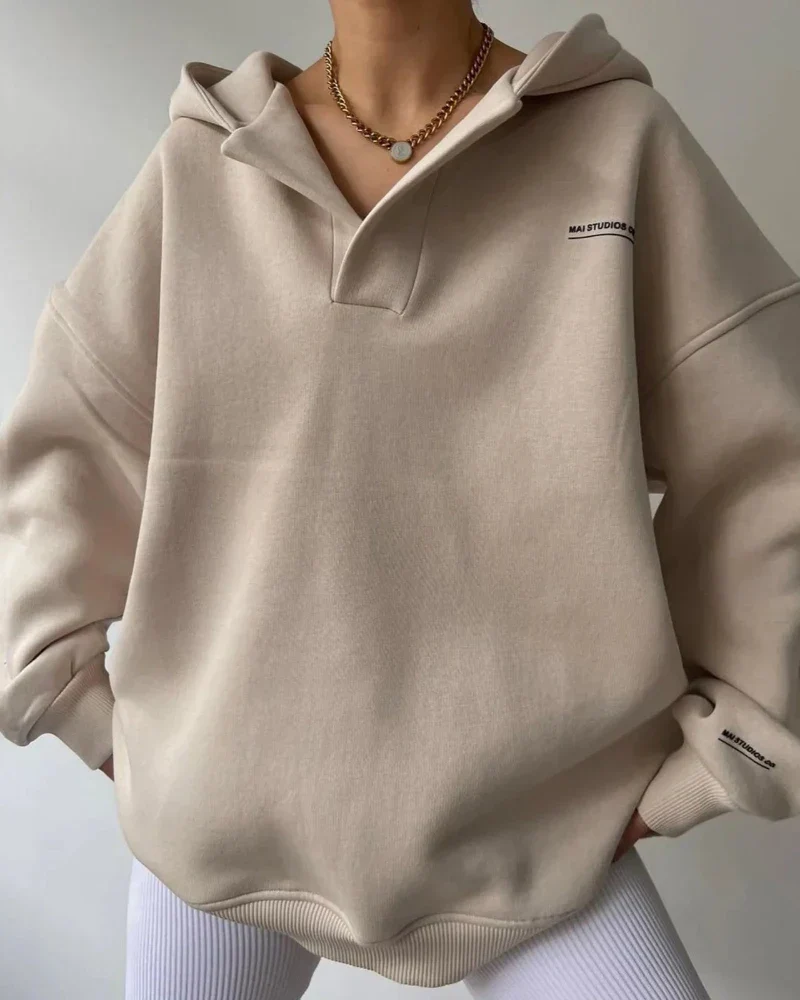 Luźna bluza oversize z kołnierzykiem - Image 3