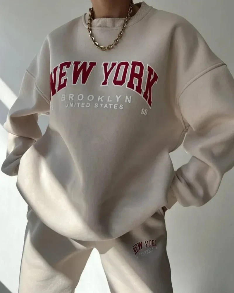 Luźna bluza oversize z napisem New York - Image 3