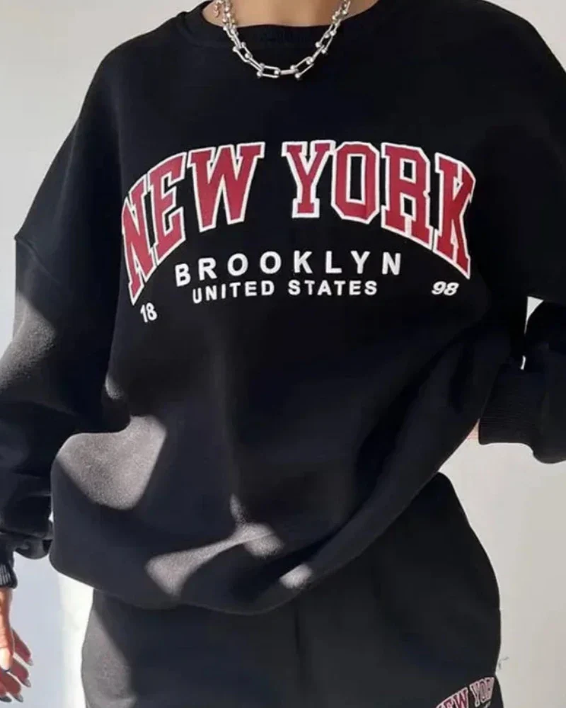 Luźna bluza oversize z napisem New York - Image 6