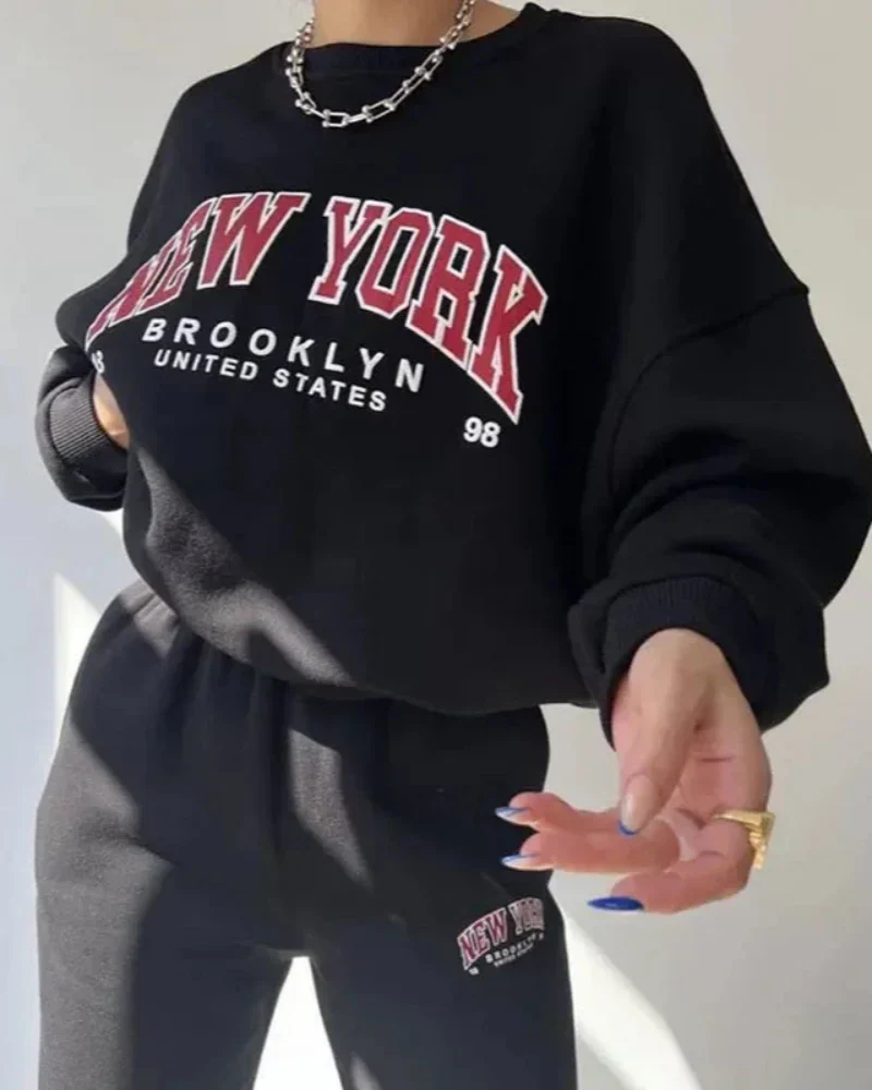 Luźna bluza oversize z napisem New York - Image 7