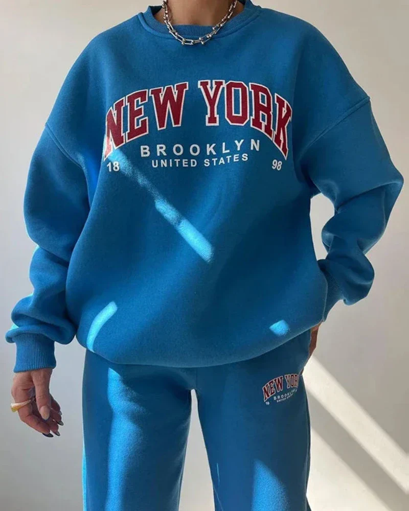 Luźna bluza oversize z napisem New York - Image 9