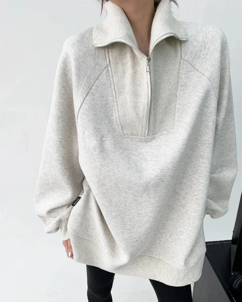 Luźna bluza oversize z zapięciem na zamek - Image 3