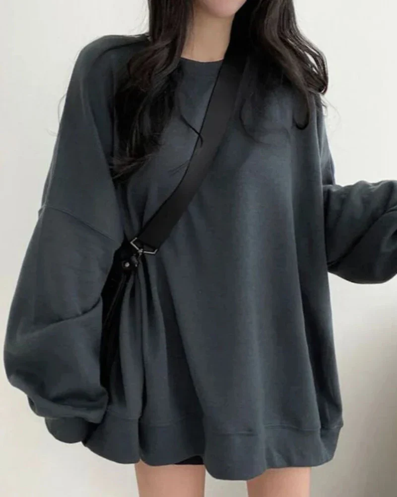 Luźna jednolita bluza oversize - Image 3