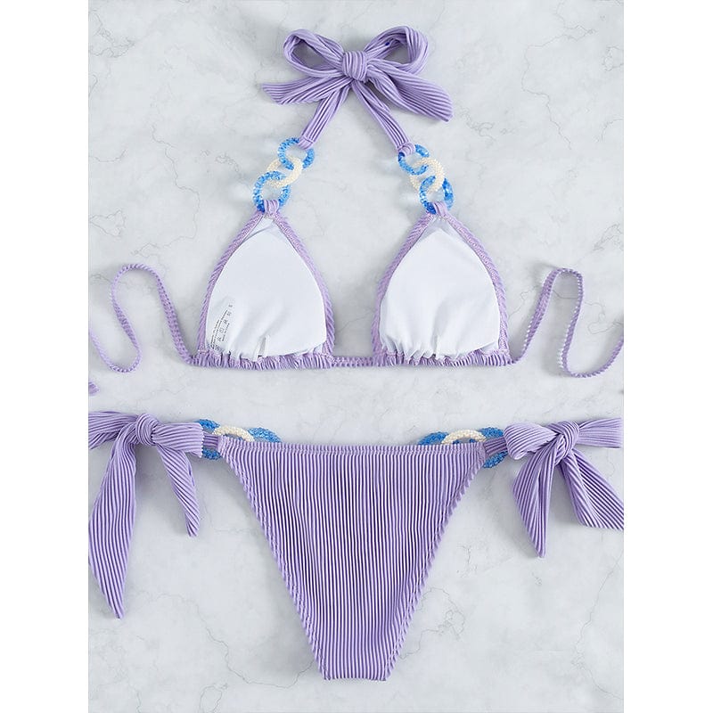 Bikini z wysokim stanem z ozdobnymi pierścieniami - Image 4