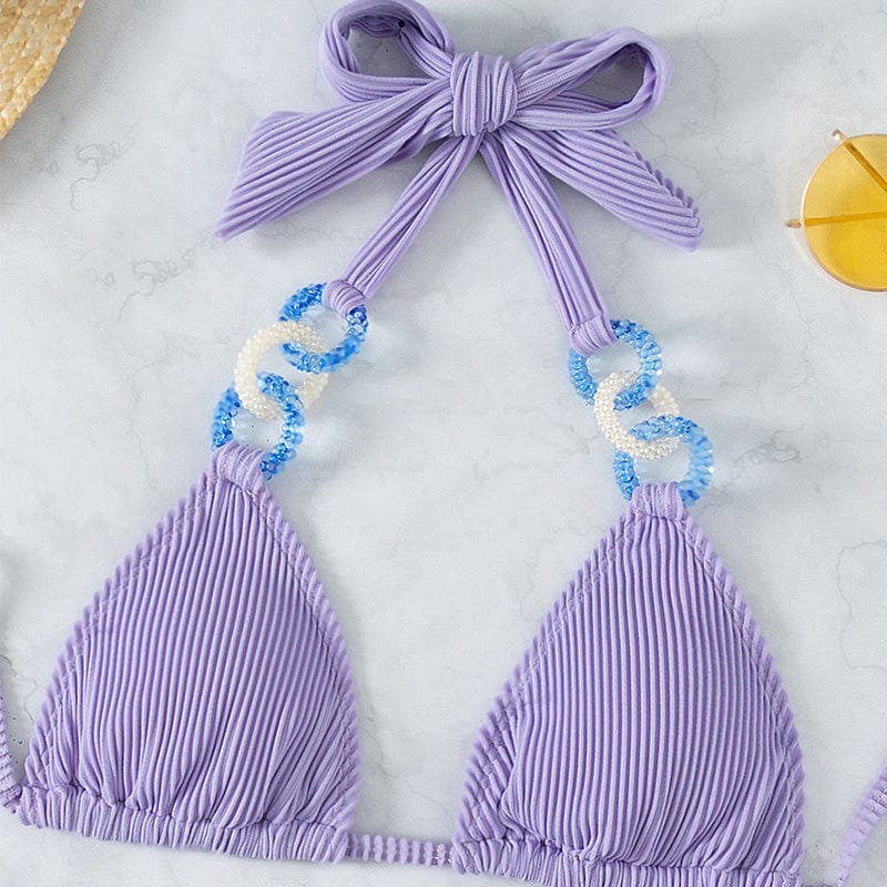 Bikini z wysokim stanem z ozdobnymi pierścieniami - Image 5