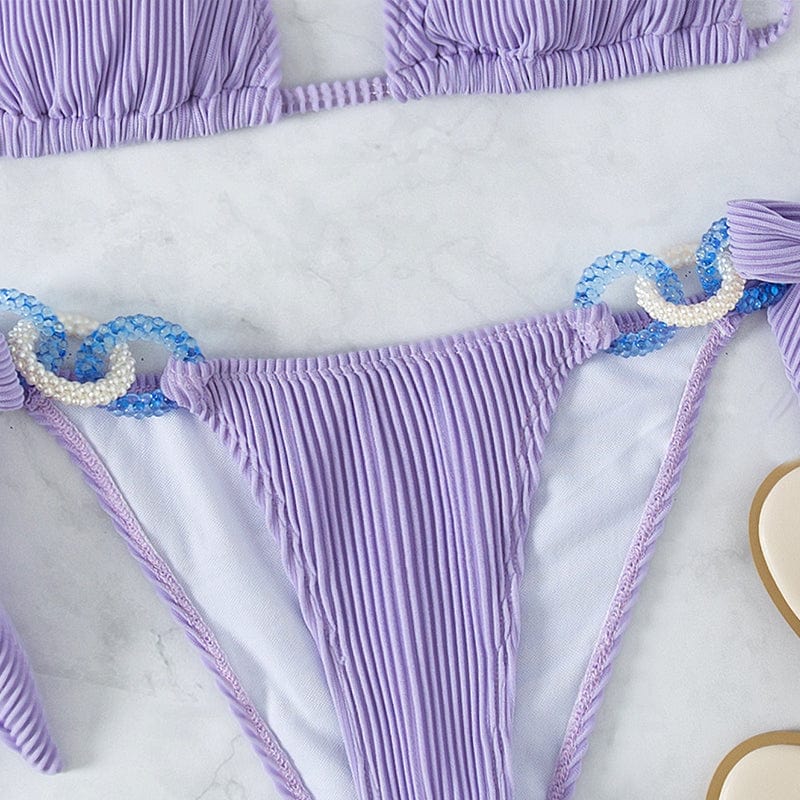 Bikini z wysokim stanem z ozdobnymi pierścieniami - Image 6