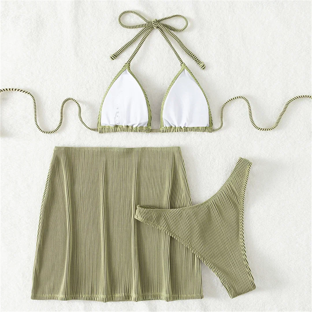 Prążkowane bikini ze spódniczką - Image 10