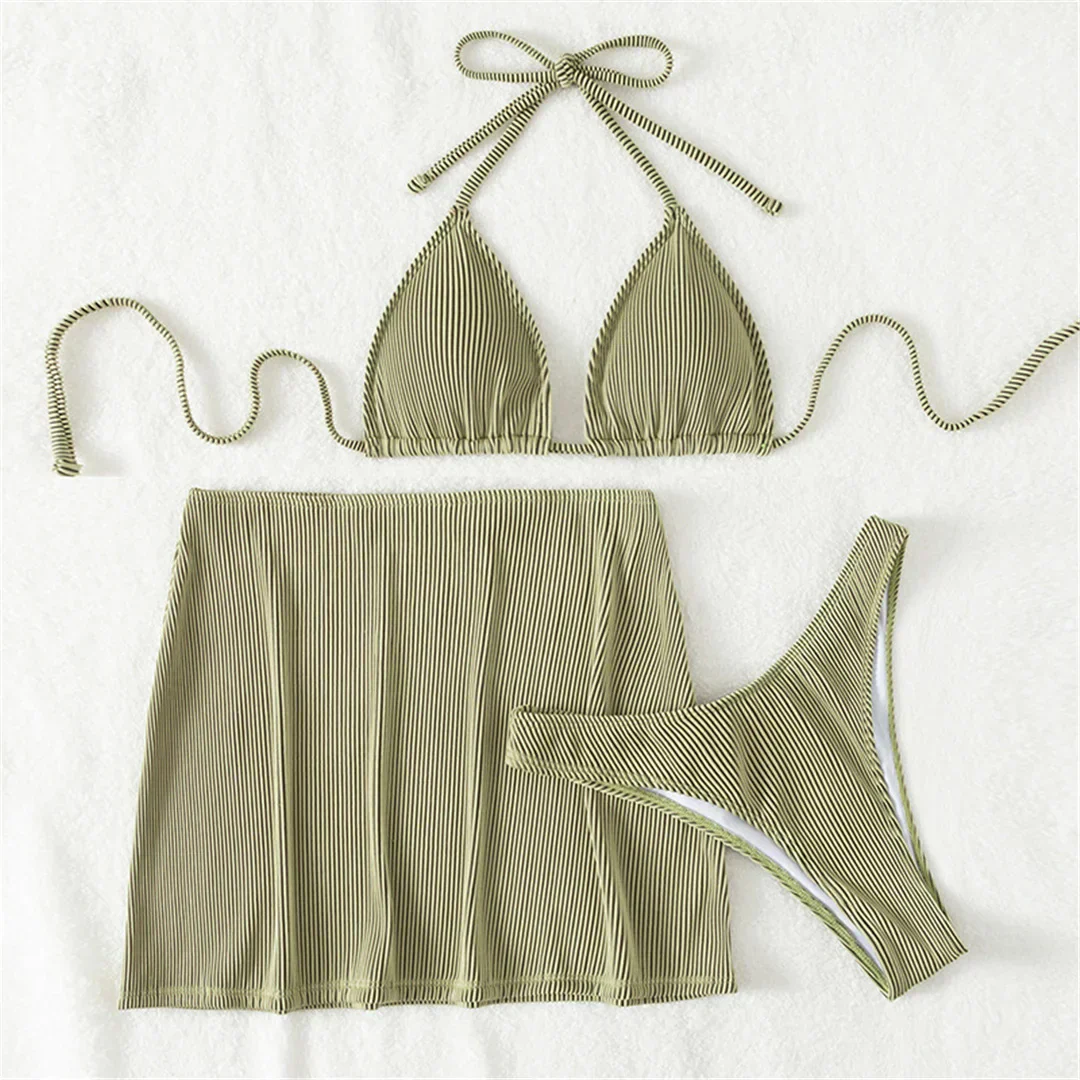 Prążkowane bikini ze spódniczką - Image 9