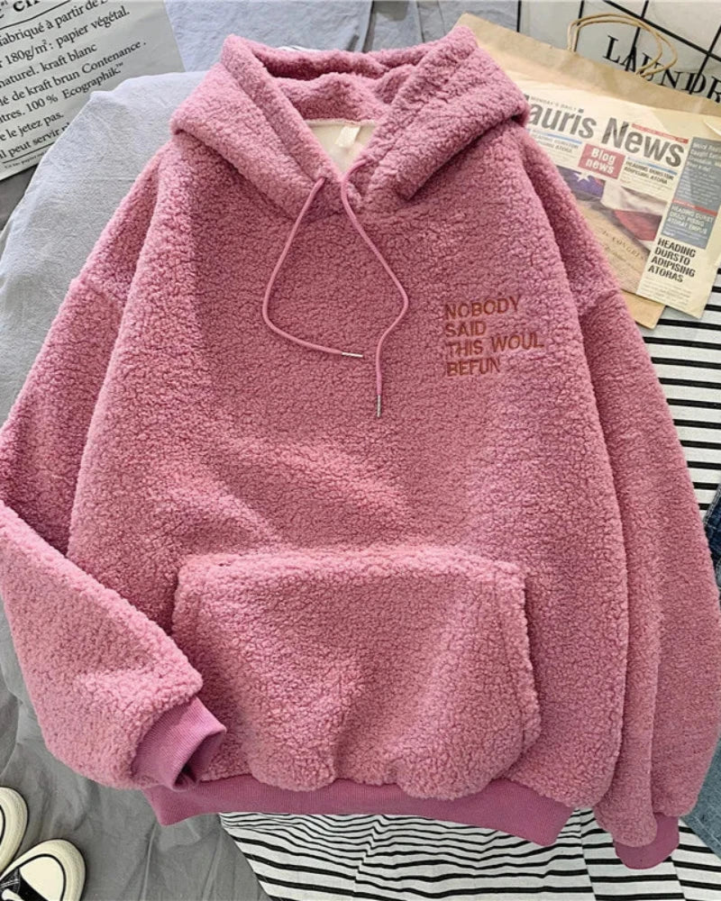 Puchata bluza oversize z kapturem - Image 6