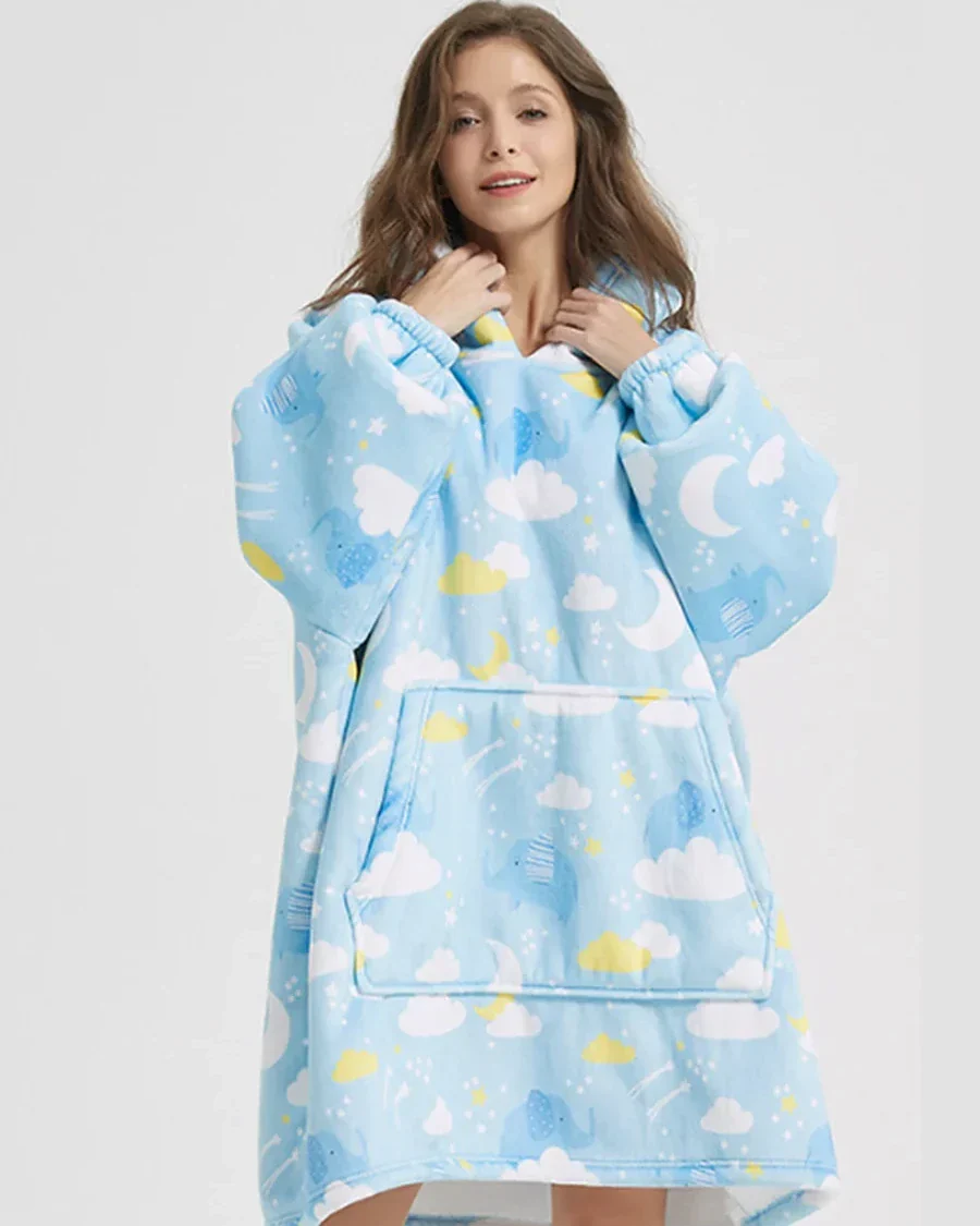 Puchata kocobluza oversize z kapturem i kieszonką - Image 2