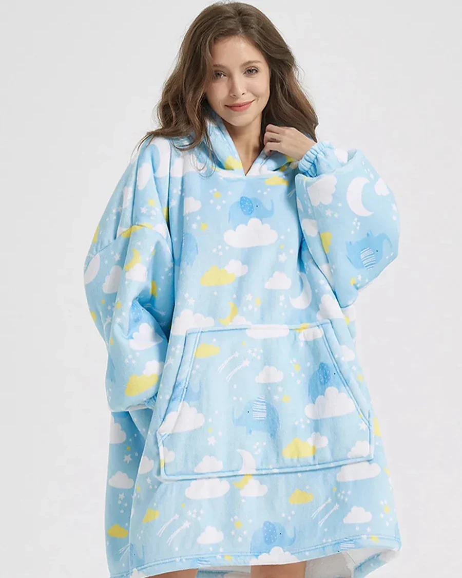 Puchata kocobluza oversize z kapturem i kieszonką - Image 3