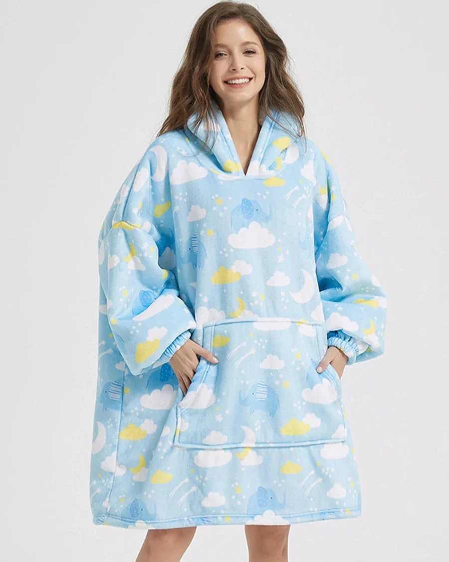 Puchata kocobluza oversize z kapturem i kieszonką - Image 5