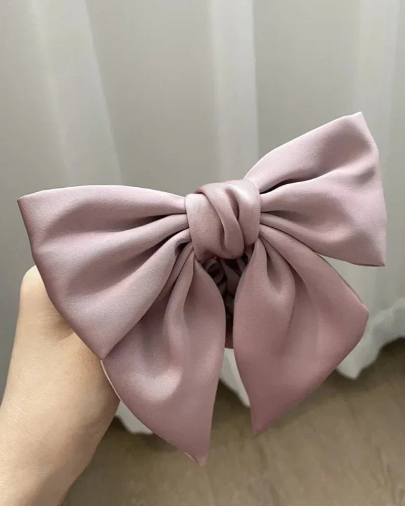 Satynowa frotka do włosów z kokardką - Image 4