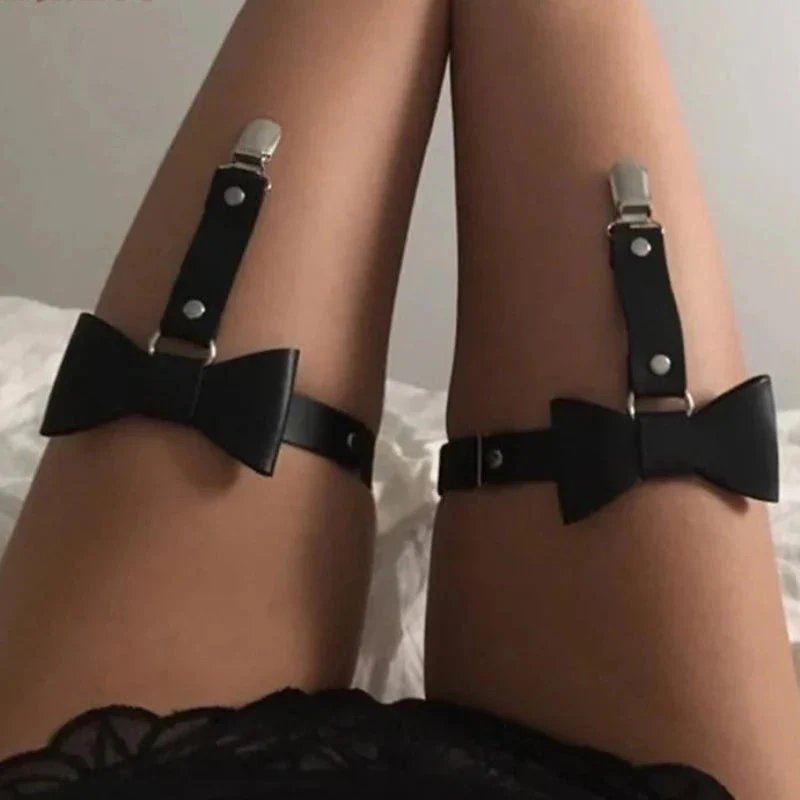 Skórzany harness na udo z kokardką - Image 2