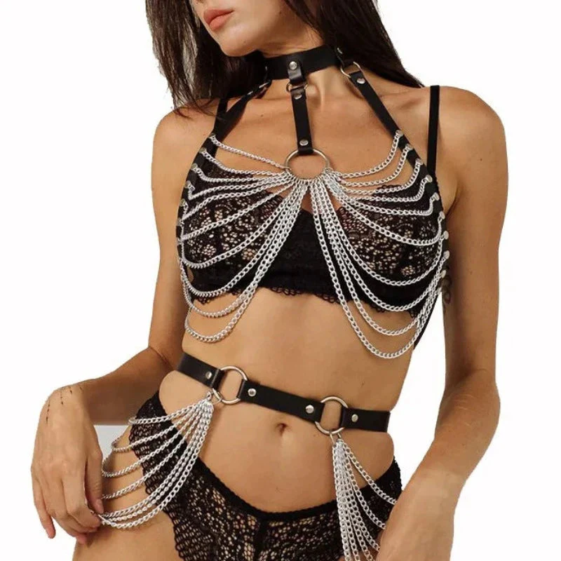 Skórzany harness z łańcuszkami - Image 2