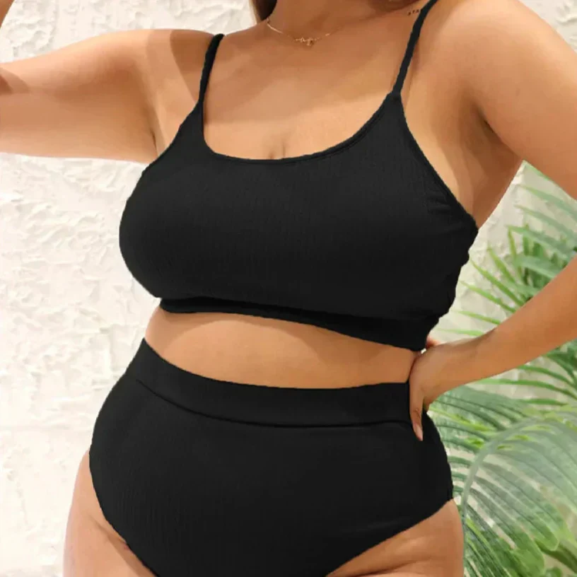 Dwuczęściowy strój kąpielowy plus size z regulowanymi ramiączkami - Image 2