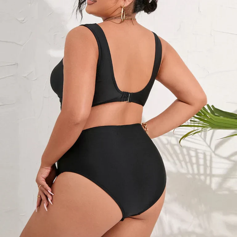 Dwuczęściowy strój kąpielowy plus size z siateczkowymi wstawkami - Image 2