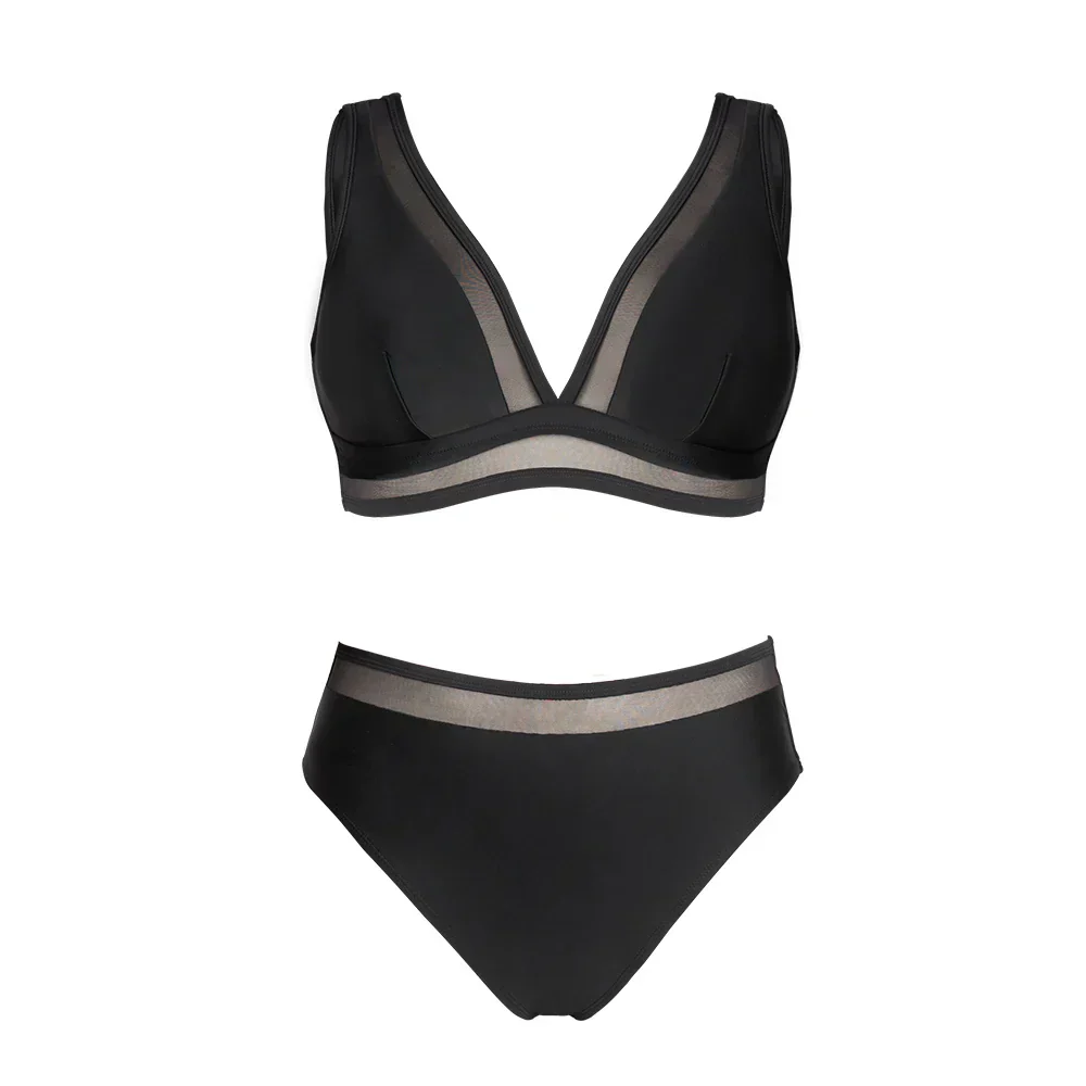 Dwuczęściowy strój kąpielowy plus size z siateczkowymi wstawkami - Image 3