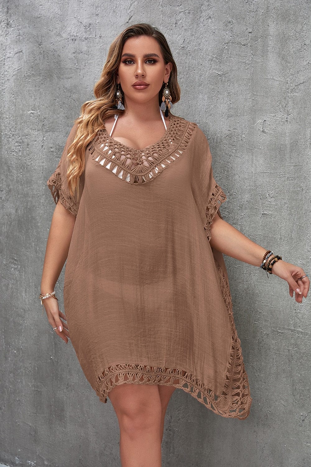 Suknia plażowa plus size z rozcięciem po boku - Image 7