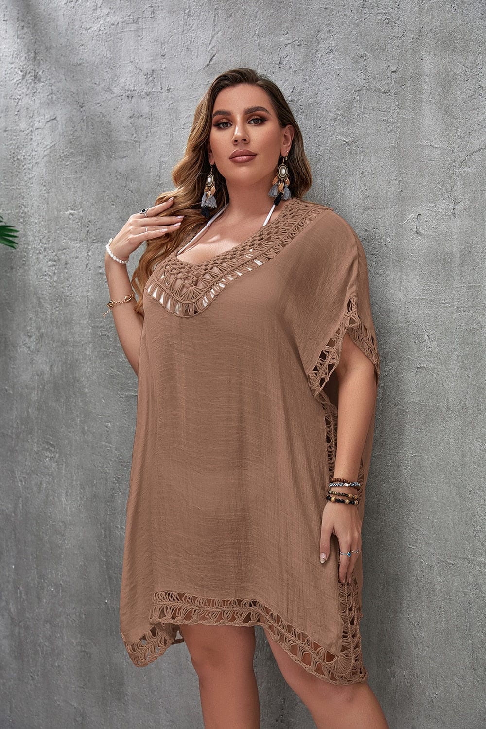 Suknia plażowa plus size z rozcięciem po boku - Image 8