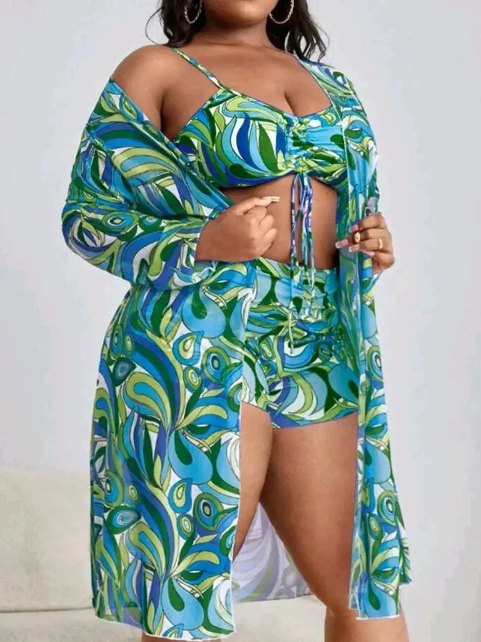 Dwuczęściowy strój kąpielowy plus size z wysokim stanem - Image 2