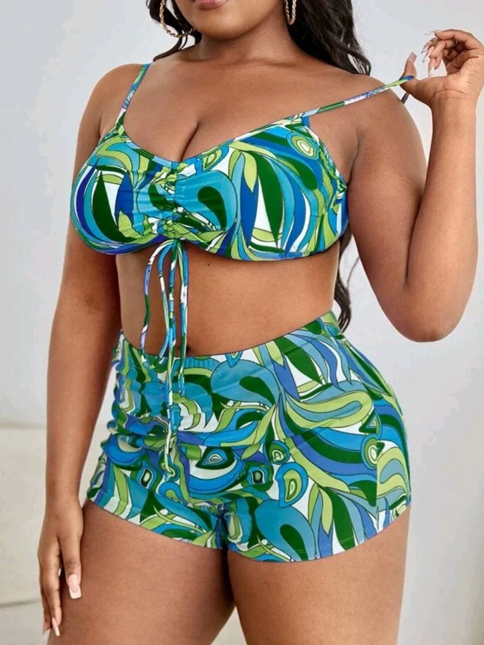 Dwuczęściowy strój kąpielowy plus size z wysokim stanem - Image 3
