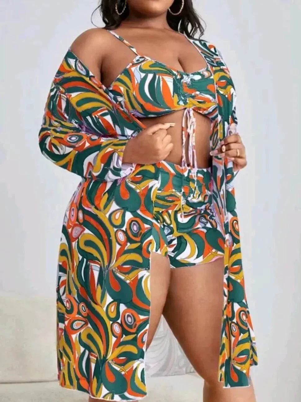Dwuczęściowy strój kąpielowy plus size z wysokim stanem - Image 5